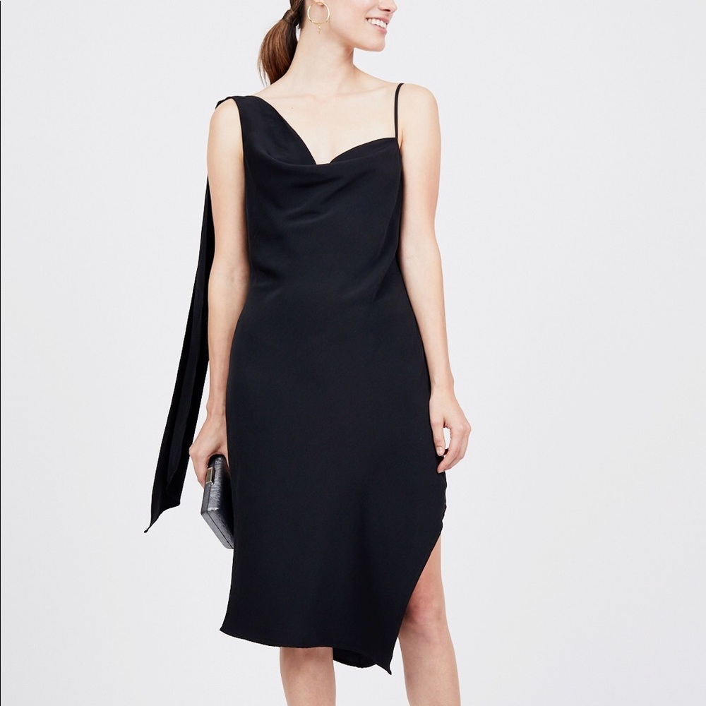 Elegant and unique black midi dress